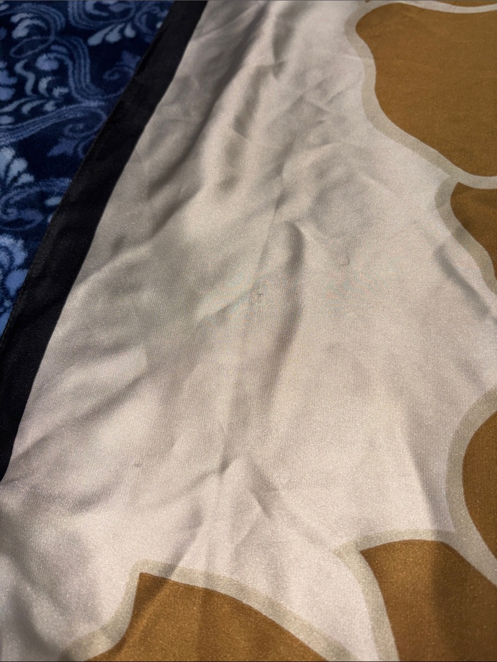 Floral Pattern Decorative Scarf in Black, Cream, and Gold - Picture 3 of 4
